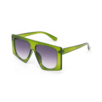 Lunettes de Soleil Unisexes « Square » – Monture Verte & Verres Gris - 1