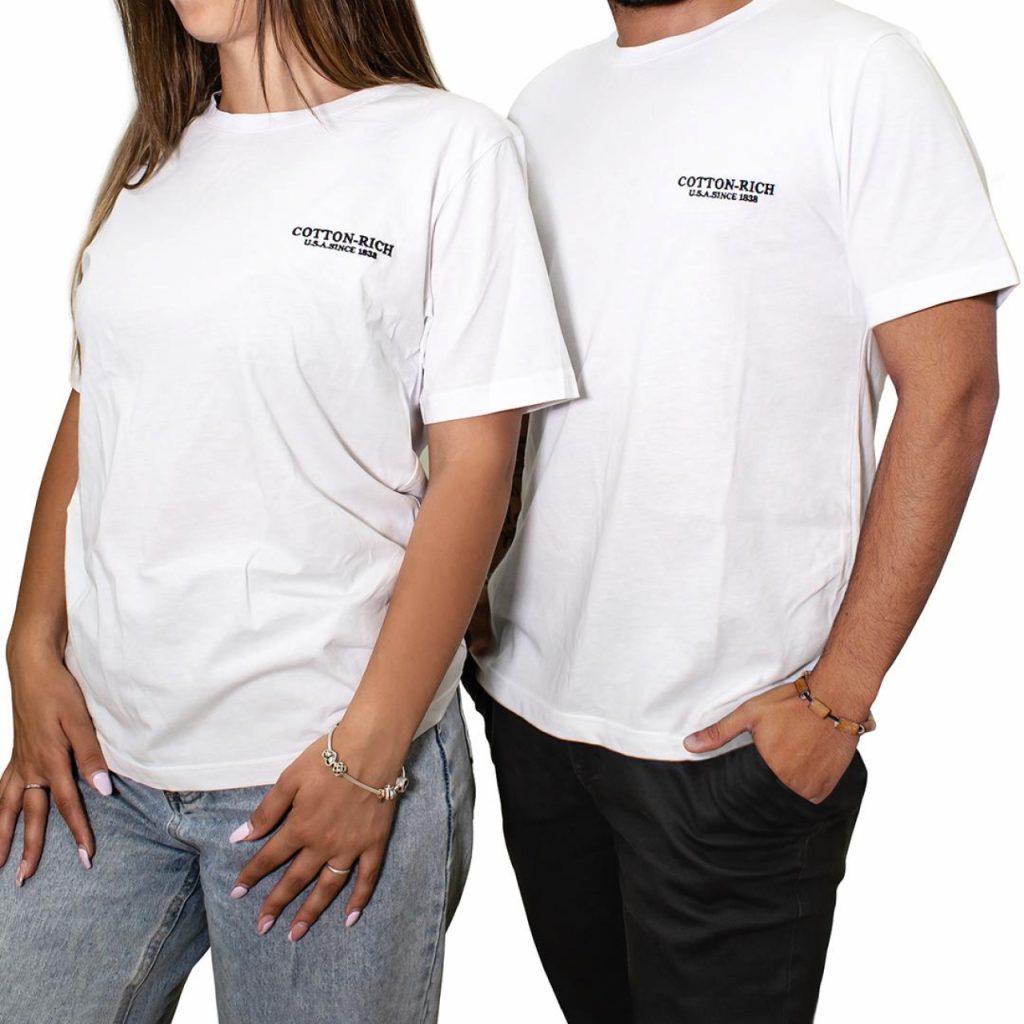 T-Shirt Cotton-Rich blanc avec broderie