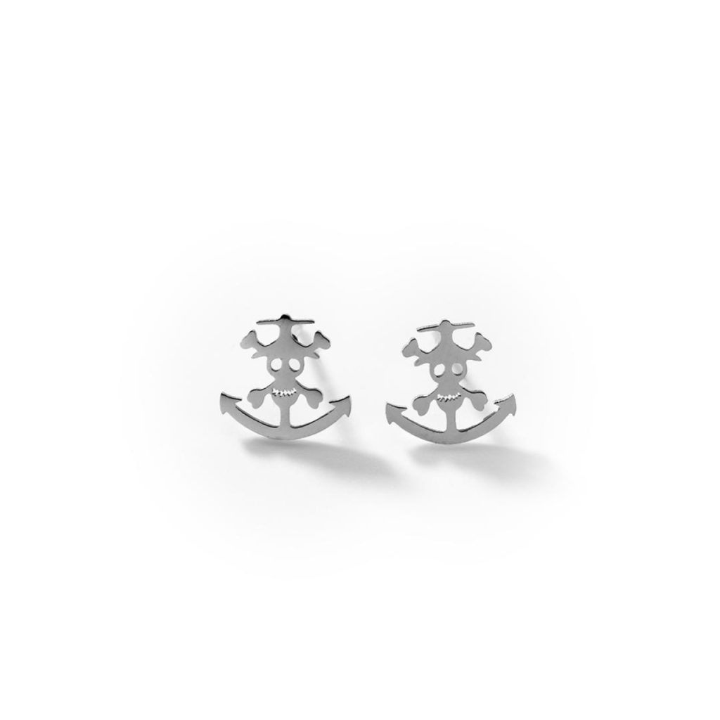 Boucles d'oreilles ancre et crâne en acier 316