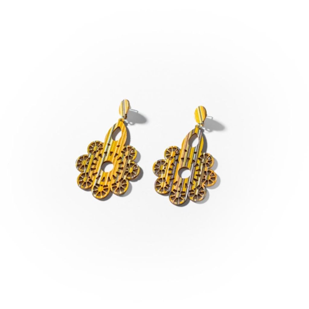 Boucles d’oreilles fleurs en bois