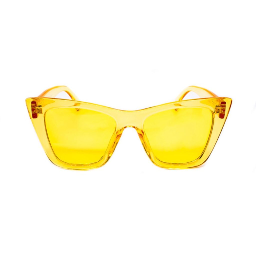 Lunettes de Soleil Femme « Squarekitty » – Audace Jaune et Design Félin