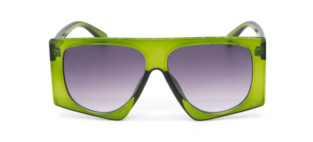 Lunettes de Soleil Unisexes « Square » – Monture Verte & Verres Gris