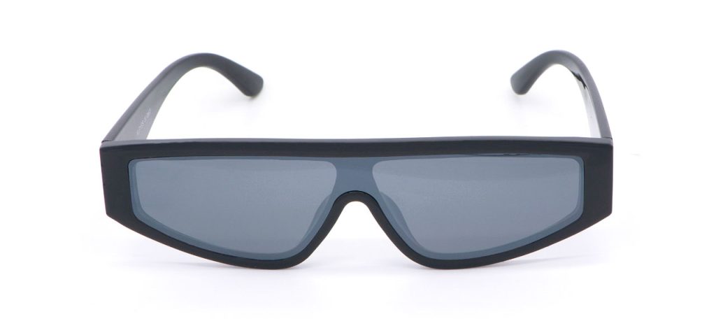 Lunettes de Soleil « Trap » Shiny Black – Monture Noire Brillante & Verres Miroir