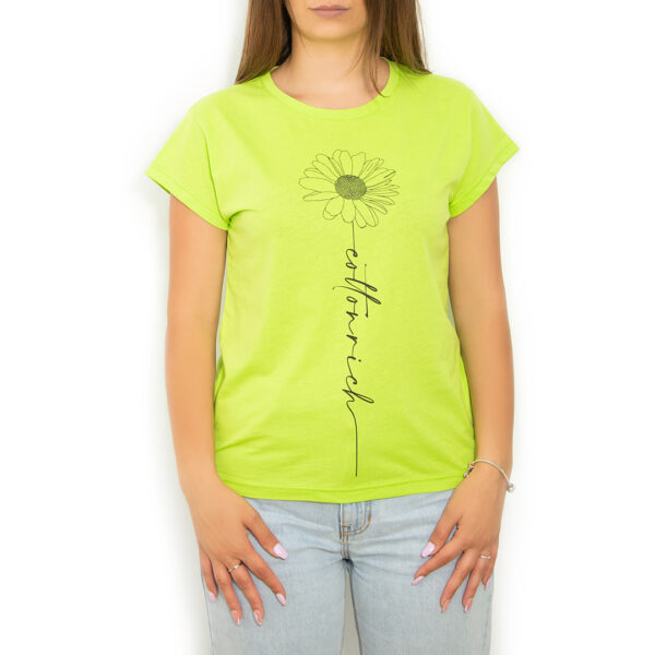 T-Shirt Basic Vert Lime « Daisy » – Cotton-Rich