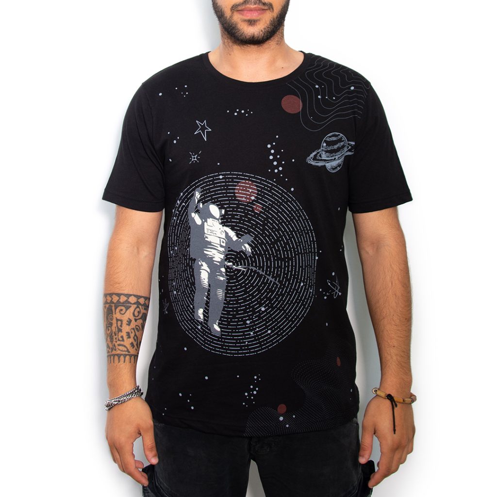 T-Shirt Oversize Noir « Space » – Cotton-Rich