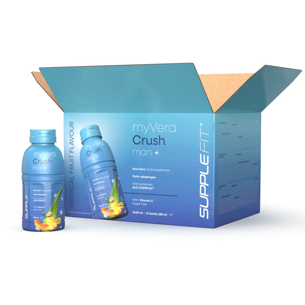 MYVERA CRUSH Man+ – Complément Alimentaire Fruits Tropicaux – 12 x 285ml